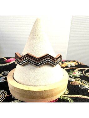 Vintage Mixed Metal Zigzag Chevron Cuff Bracelet